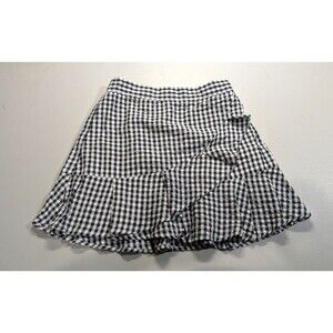 Sim & Sam Mini Skirt Gingham Black & White Ruffle Check S Preppy Academia